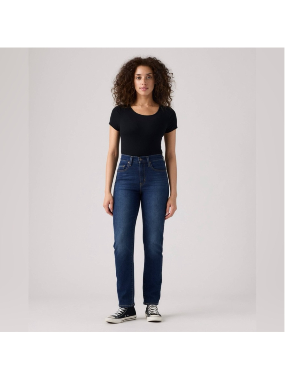 Levi's 724 High Rise Straight Dark Distressed Wash Jeans Size 27